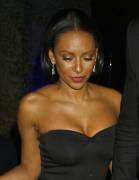 Melanie Brown Braless in Slightly See Through LBD