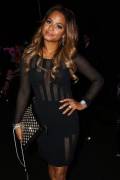 Christina Milian Braless in See Through Black Dress