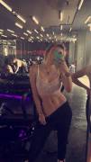 Bella Thorne Nipples in See Through Workout Gear