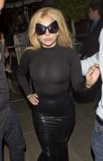 Lady Gaga Breasts See Through All in Black