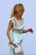 Suki Waterhouse Braless in White See Through Dress