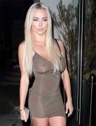 Lindsey Pelas Braless in See Through Tight Dress