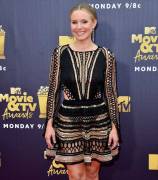 Kristen Bell Nipples in Slightly See Through Dress