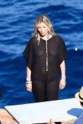 Kate Moss Braless in Black See Through Top