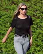 Kate Moss Braless in Black See Through Blouse