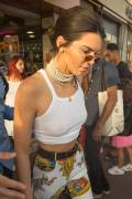 Kendall Jenner Braless in White Wifebeater