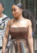 Blac Chyna Braless in Sheer Tank Top