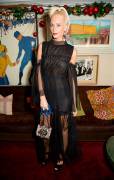 Poppy Delevingne Braless in her Black Party Dress