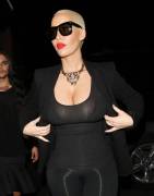 Amber Rose Nipple in her See Through Black Top