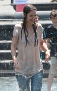 Katie Holmes Wet White T-Shirt Gets Very See Through