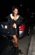 Rihanna Braless in See Through Black Dress