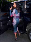 Olivia Munn Braless in See Through Sequin Dress