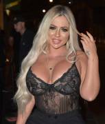 Holly Hagan Nipples in Black Lace Halter Top