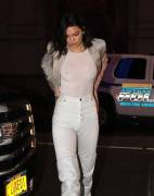 Kendall Jenner Nips in See Through White Top
