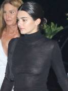 Kendall Jenner Braless in Black See Through Turtleneck