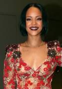 Rihanna Braless in Totally See Through Dress