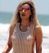 Ana Braga Hits the Beach in Mesh One Piece