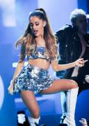 Ariana Grande Silver Pantie Upskirt on Stage