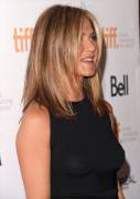 Jennifer Aniston Braless in Black See Through Dress