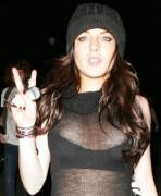 Lindsay Lohan See Through Top Reveals A Peek At Her Nips