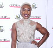 Cynthia Erivo Braless in See Through Gown