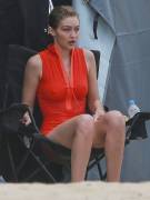 Gigi Hadid Cold, Wet Nipples on a Shoot