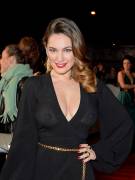 Kelly Brook Braless in See Through Black Dress