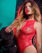 Chanel West Coast Nipples in Red Lace Lingerie