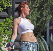 Bella Thorne Nipples in See Through White Tee