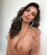 Emily Ratajkowski Topless in Clear Rain Jacket