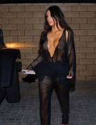 Kim Kardashian in Totally See Through Black Mesh Outfit