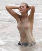 Toni Garrn's Perfectly Perky Boobies in Wet T-Shirt