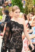 Gigi Hadid Nipples in See Through Black Gown
