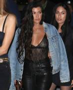Kourtney Kardashian in See Thru Black Lace Top