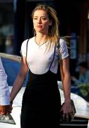Amber Heard Breasts in Really Thin White Shirt