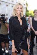 Anja Rubik Braless in Sheer Black Blouse