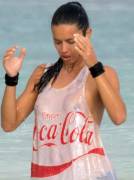 Adriana Lima Braless in her Wet T-Shirt