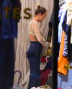 Miley Cyrus Topless in Mesh Top While Out Shopping