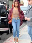 Keke Palmer Braless in Sheer Top Out on the Street