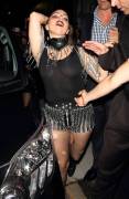 Lady Gaga Braless in See Through Top at the Club