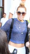 Miley Cyrus See-Thru Shirt With Midriff