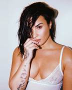 Demi Lovato Nipple in Tiny White Tank Top