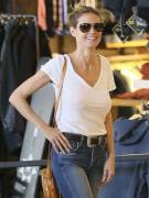 Heidi Klum Out Braless in See Through White Tee Shirt