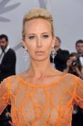 Victoria Hervey No Bra in Peach See Through Dress