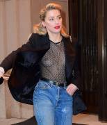 Amber Heard Shows Off her Nipples in Sheer Blouse