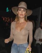Khloe Kardashian Braless in See Through Tight Top