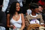 Rihanna Braless Courtside at a Basketball Game