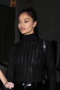 Shanina Shaik Breasts in See Through Turtleneck