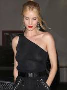 Rosie Huntington Whiteley Braless in See Through Black Top