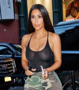 Kim Kardashian Showing off her Big Boobs in See Through Tank Top